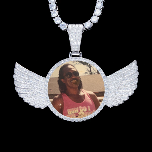 925S & VVS Moissanite 3D Wing Custom Picture Pendant