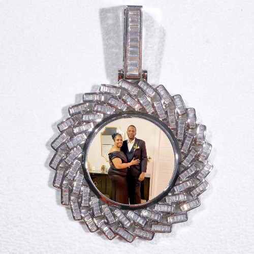 Large 3D Baguette Custom Picture Pendant