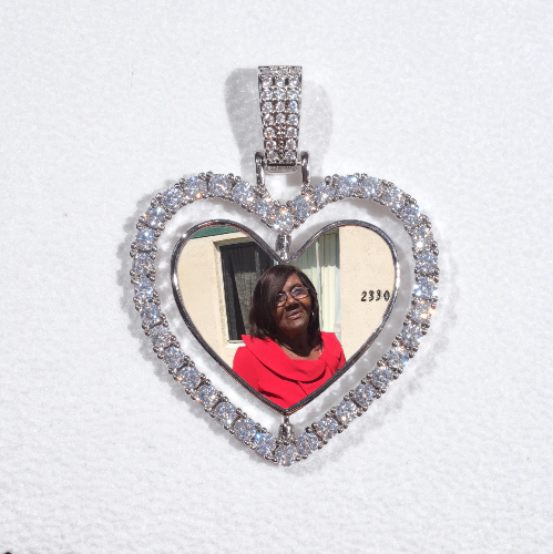 3D Spinning 2-Faced Heart Custom Picture Pendant