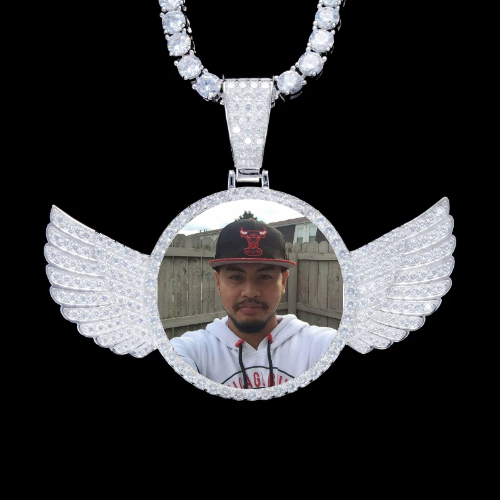 925S & VVS Moissanite 3D Wing Custom Picture Pendant