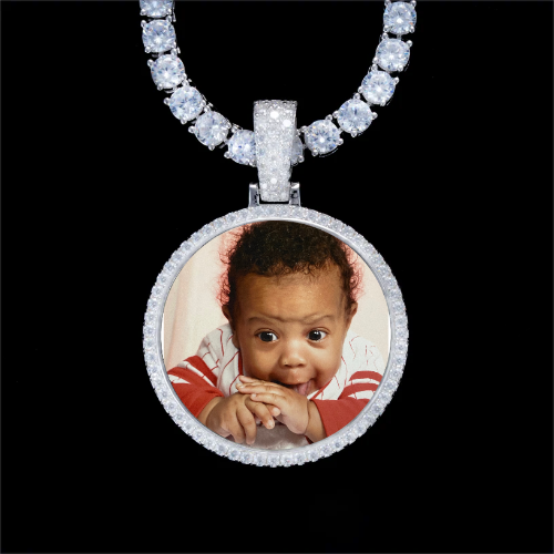 925S & VVS Moissanite 3D Circle Custom Picture Pendant