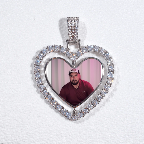 3D Spinning 2-Faced Heart Custom Picture Pendant