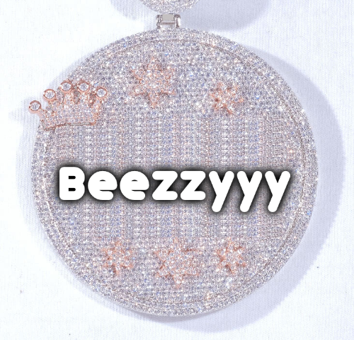 CUSTOM LETTER NECKLACE 3D BIG CROWN DISC