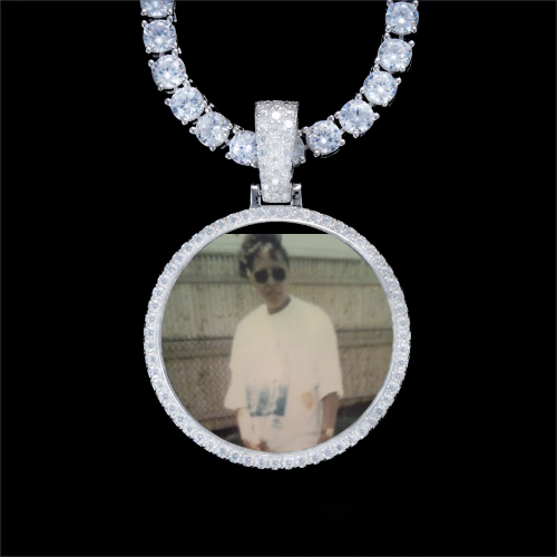 925S & VVS Moissanite 3D Circle Custom Picture Pendant