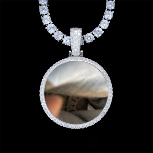 925S & VVS Moissanite 3D Circle Custom Picture Pendant