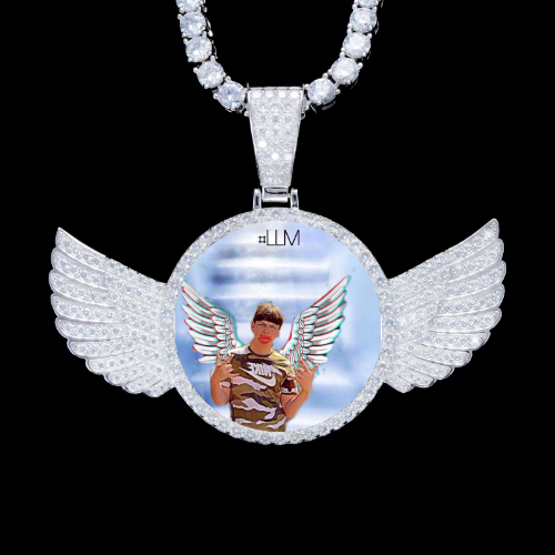 925S & VVS Moissanite 3D Wing Custom Picture Pendant