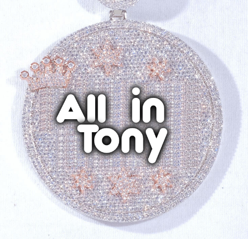 CUSTOM LETTER NECKLACE 3D BIG CROWN DISC