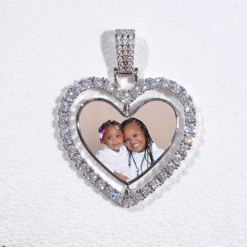 3D Spinning 2-Faced Heart Custom Picture Pendant