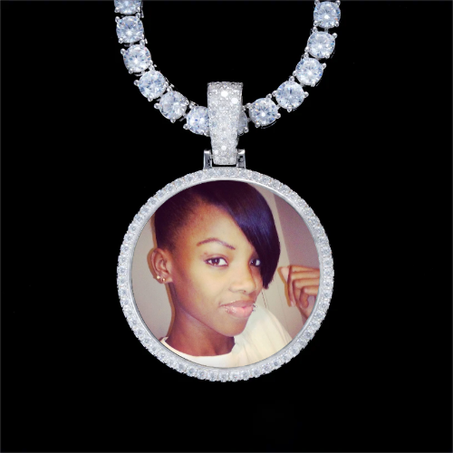 925S & VVS Moissanite 3D Circle Custom Picture Pendant