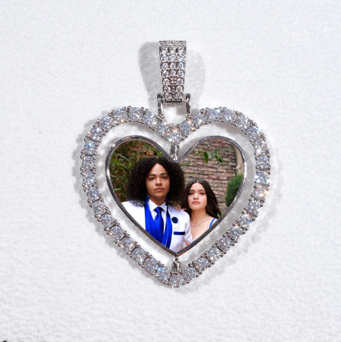 3D Spinning 2-Faced Heart Custom Picture Pendant