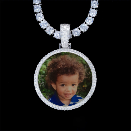 925S & VVS Moissanite 3D Circle Custom Picture Pendant