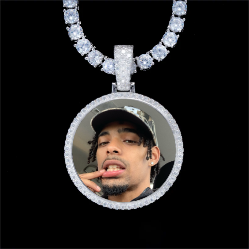 925S & VVS Moissanite 3D Circle Custom Picture Pendant