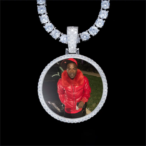 925S & VVS Moissanite 3D Circle Custom Picture Pendant
