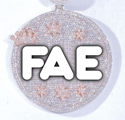 CUSTOM LETTER NECKLACE 3D BIG CROWN DISC