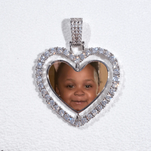 3D Spinning 2-Faced Heart Custom Picture Pendant