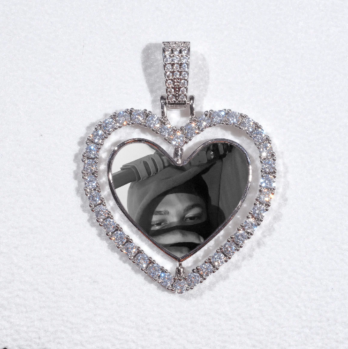 3D Spinning 2-Faced Heart Custom Picture Pendant