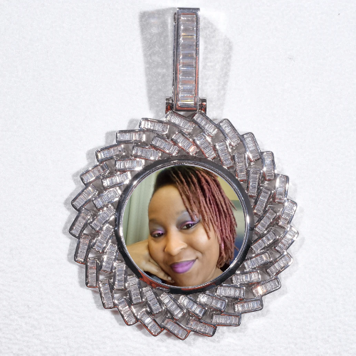 Large 3D Baguette Custom Picture Pendant