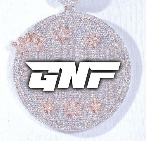 CUSTOM LETTER NECKLACE 3D BIG CROWN DISC