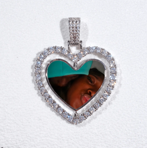 3D Spinning 2-Faced Heart Custom Picture Pendant