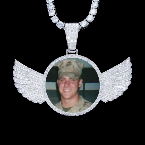 925S & VVS Moissanite 3D Wing Custom Picture Pendant