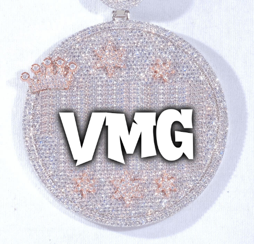 CUSTOM LETTER NECKLACE 3D BIG CROWN DISC