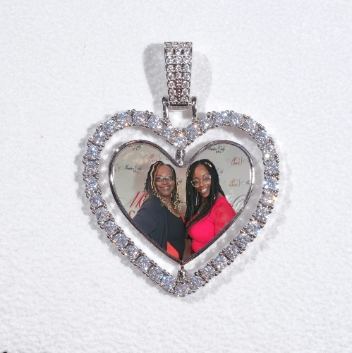 3D Spinning 2-Faced Heart Custom Picture Pendant