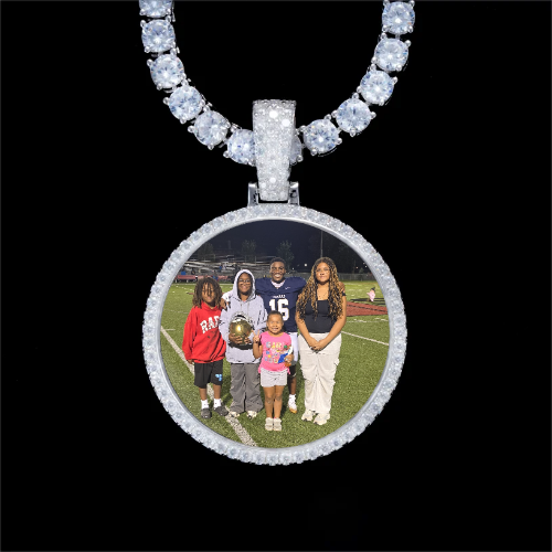 925S & VVS Moissanite 3D Circle Custom Picture Pendant