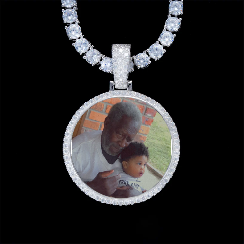 925S & VVS Moissanite 3D Circle Custom Picture Pendant