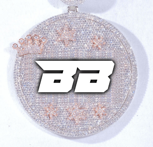 CUSTOM LETTER NECKLACE 3D BIG CROWN DISC