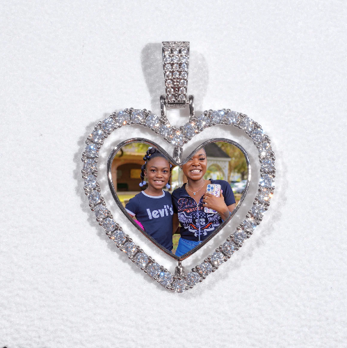 3D Spinning 2-Faced Heart Custom Picture Pendant