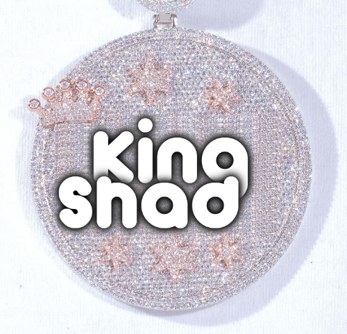 CUSTOM LETTER NECKLACE 3D BIG CROWN DISC