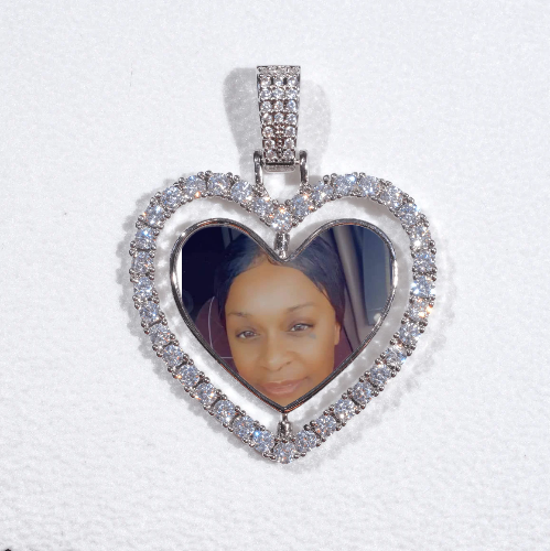 3D Spinning 2-Faced Heart Custom Picture Pendant