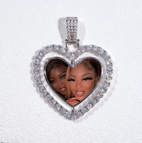 3D Spinning 2-Faced Heart Custom Picture Pendant
