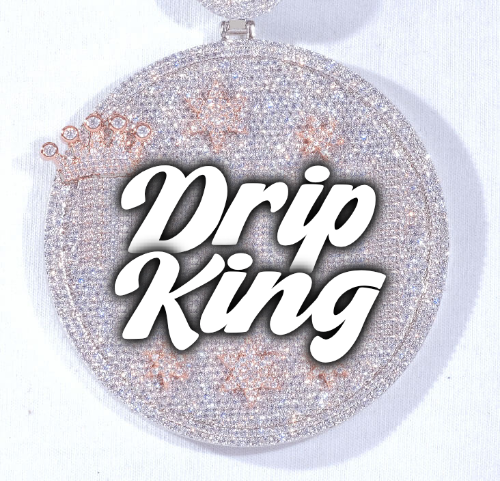 CUSTOM LETTER NECKLACE 3D BIG CROWN DISC