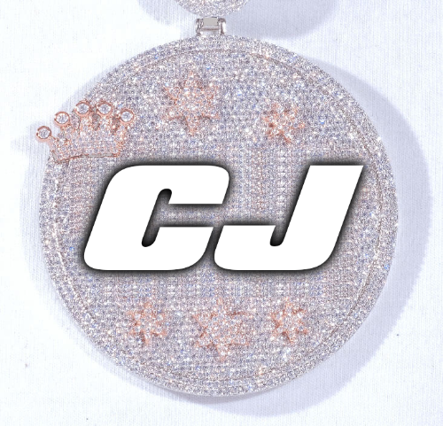 CUSTOM LETTER NECKLACE 3D BIG CROWN DISC
