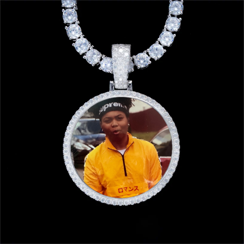 925S & VVS Moissanite 3D Circle Custom Picture Pendant