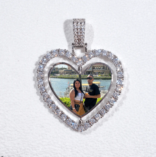 3D Spinning 2-Faced Heart Custom Picture Pendant