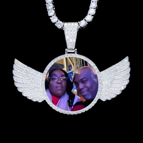 925S & VVS Moissanite 3D Wing Custom Picture Pendant
