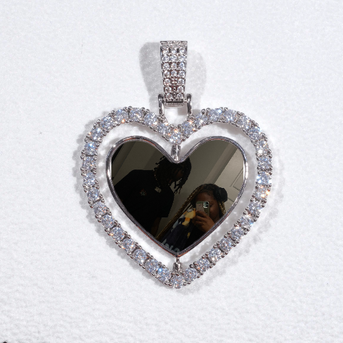 3D Spinning 2-Faced Heart Custom Picture Pendant