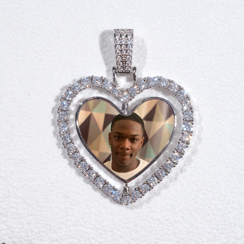 3D Spinning 2-Faced Heart Custom Picture Pendant