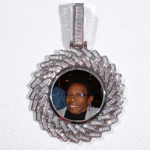 Large 3D Baguette Custom Picture Pendant