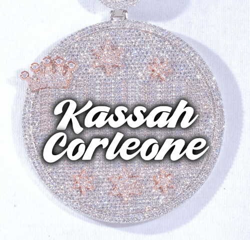 CUSTOM LETTER NECKLACE 3D BIG CROWN DISC