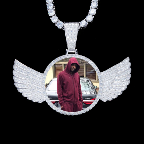 925S & VVS Moissanite 3D Wing Custom Picture Pendant