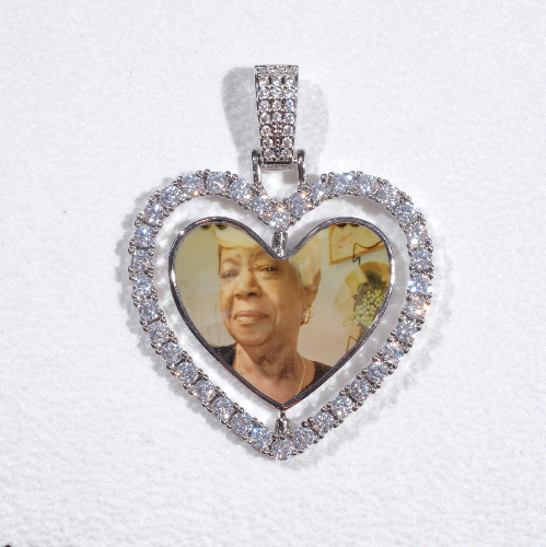 3D Spinning 2-Faced Heart Custom Picture Pendant
