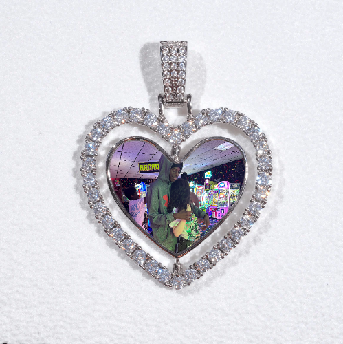 3D Spinning 2-Faced Heart Custom Picture Pendant