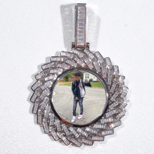 Large 3D Baguette Custom Picture Pendant