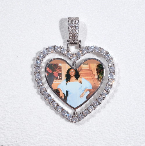 3D Spinning 2-Faced Heart Custom Picture Pendant