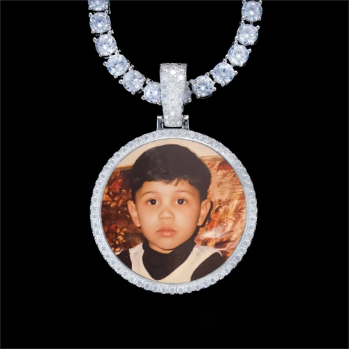 925S & VVS Moissanite 3D Circle Custom Picture Pendant