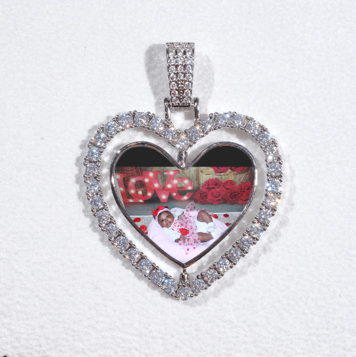 3D Spinning 2-Faced Heart Custom Picture Pendant