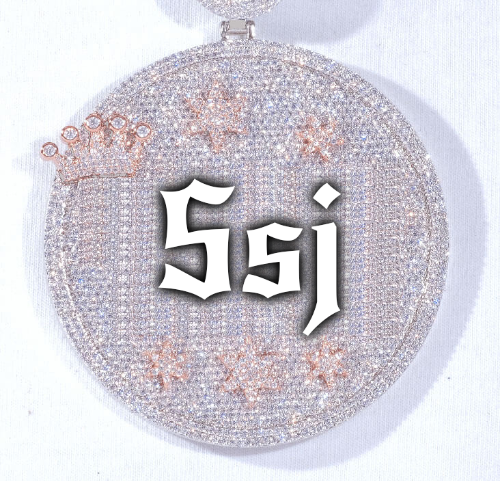 CUSTOM LETTER NECKLACE 3D BIG CROWN DISC